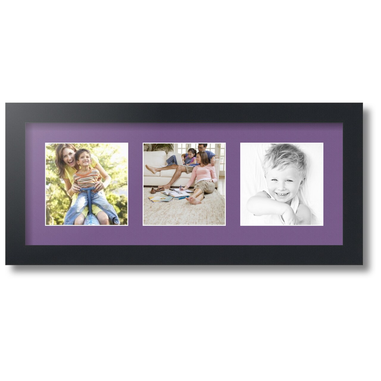 ArtToFrames Collage Photo Picture Frame with 3 - 5x5 inch Openings, Framed in Black with Over 62 Mat Color Options and Regular Glass (CSM-3926-95)